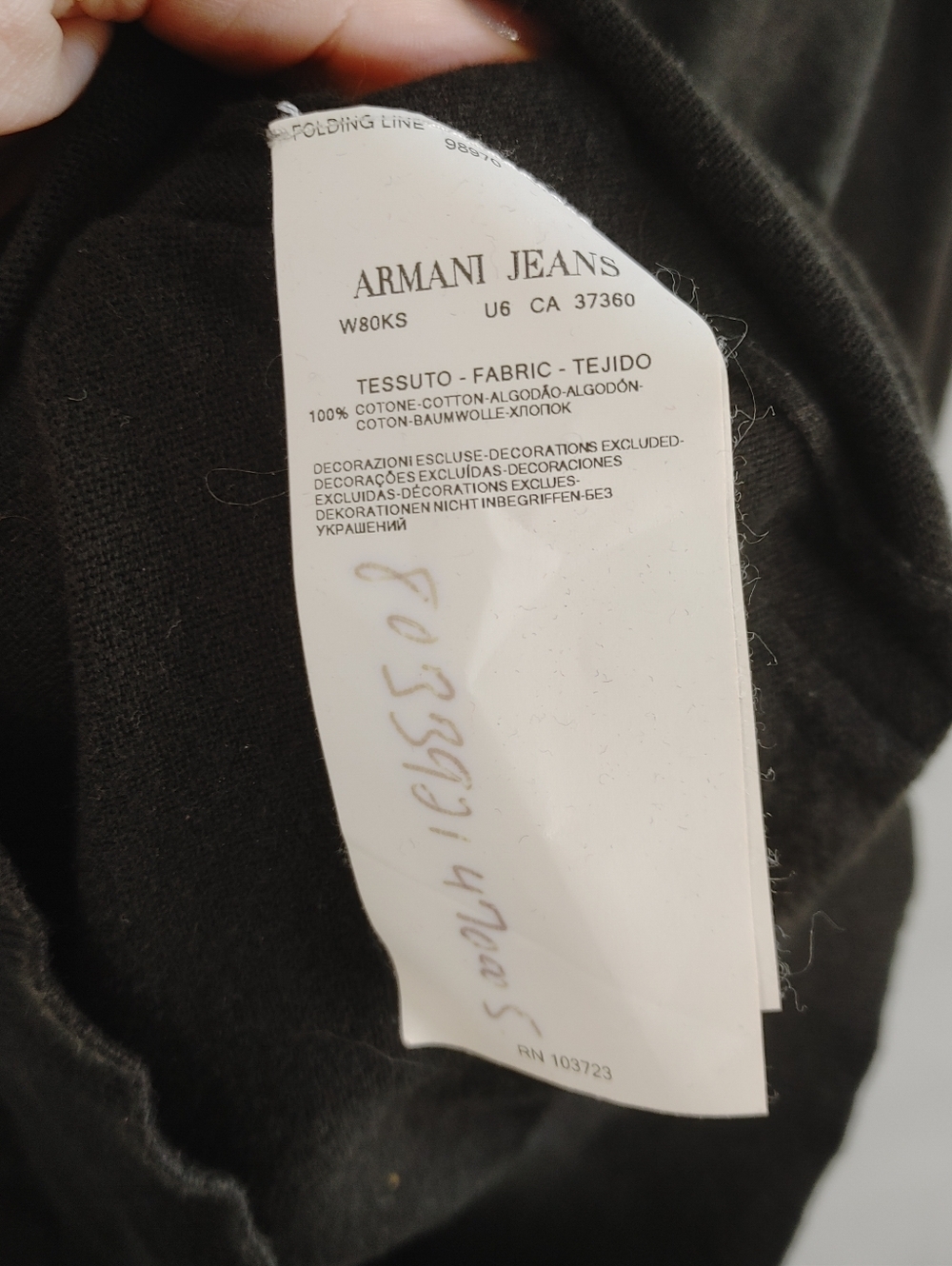 Armani Jeans Black Logo Knit Top Long Sleeve Cotton Mens Small Womens Medium - Picture 4 of 15